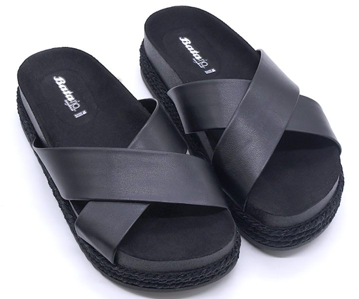 Br Chunky Cork Black Crossover Slides