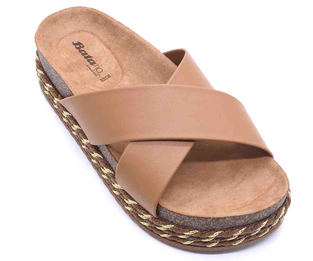 Br Chunky Cork Nude Crossover Slides