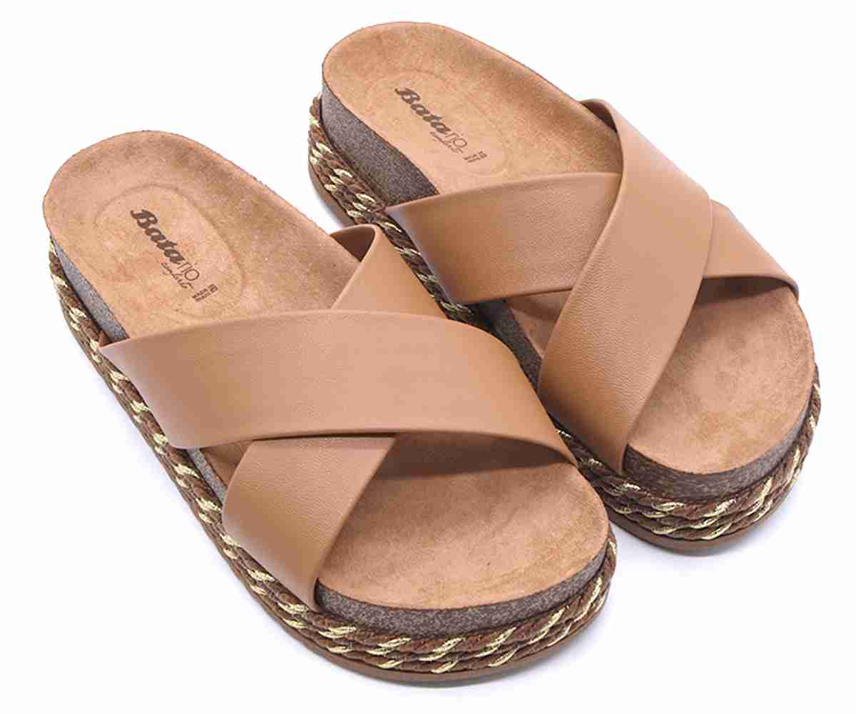 Br Chunky Cork Nude Crossover Slides