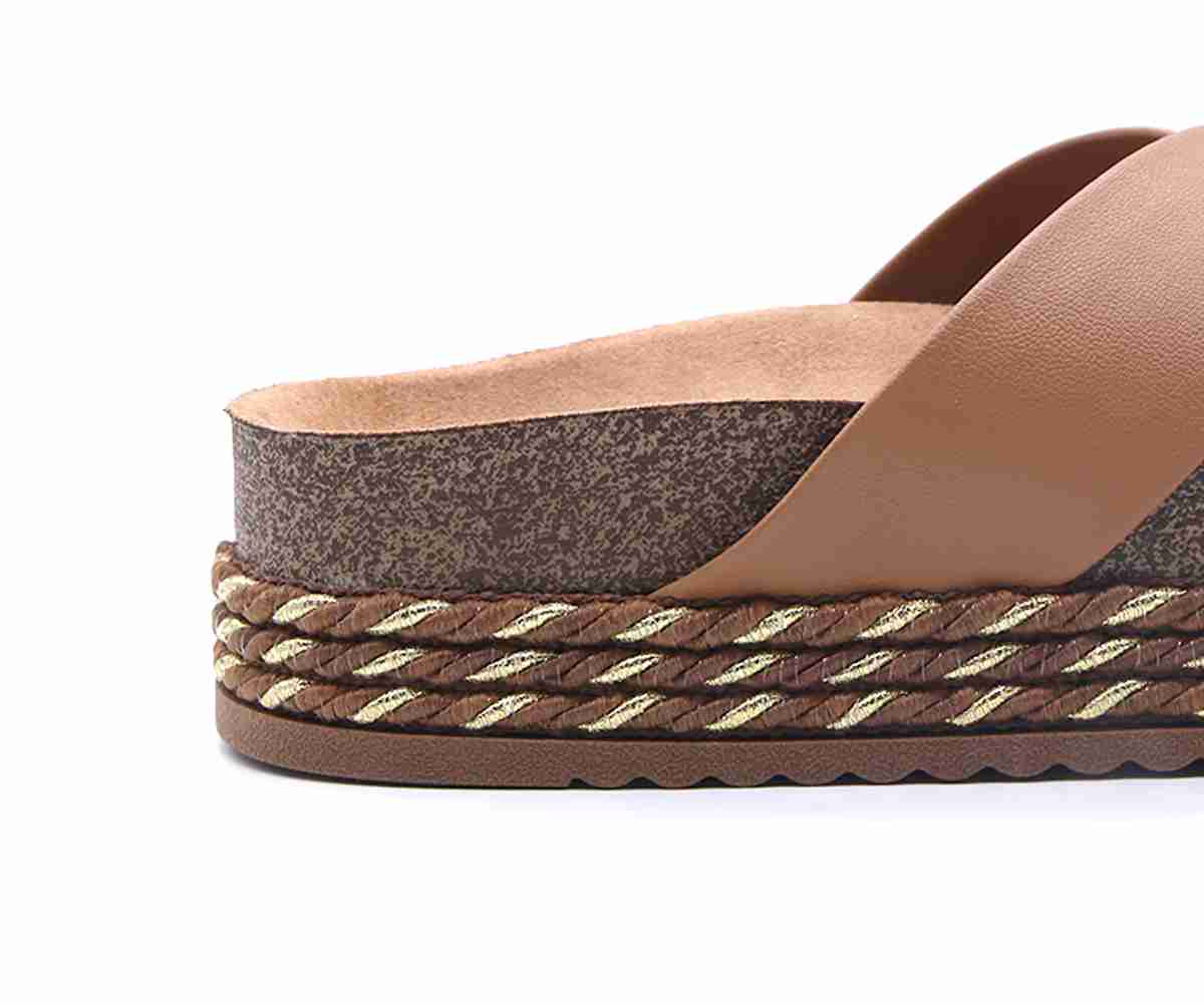 Br Chunky Cork Nude Crossover Slides