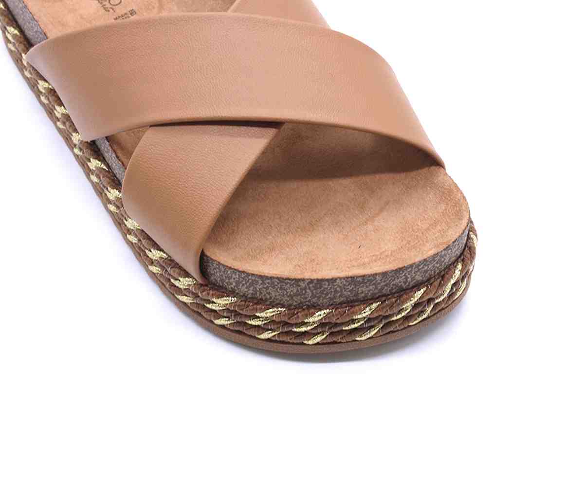 Br Chunky Cork Nude Crossover Slides