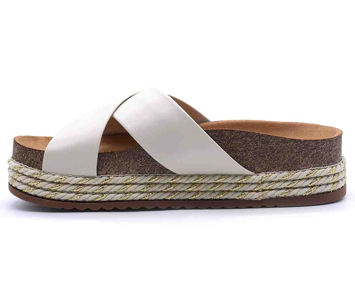 Br Chunky Cork White Crossover Slides