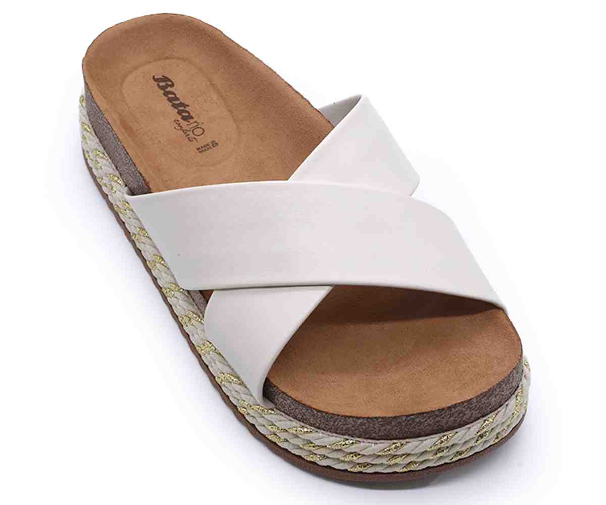 Br Chunky Cork White Crossover Slides