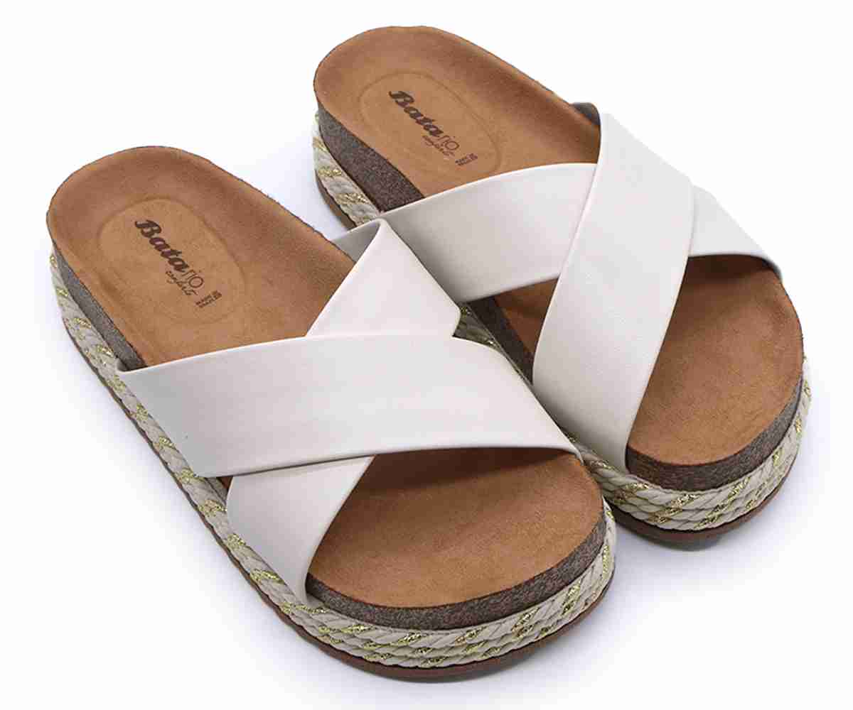Br Chunky Cork White Crossover Slides