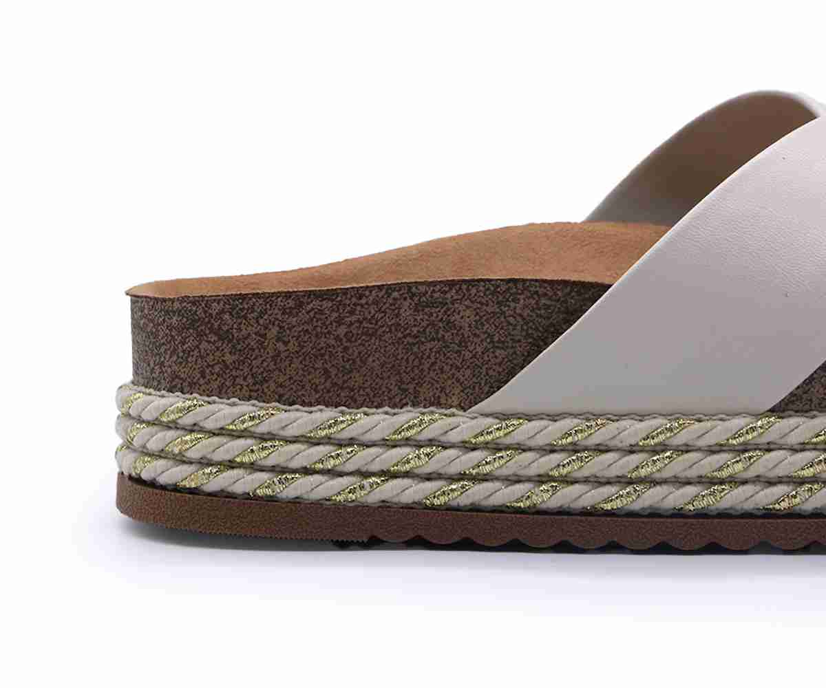 Br Chunky Cork White Crossover Slides