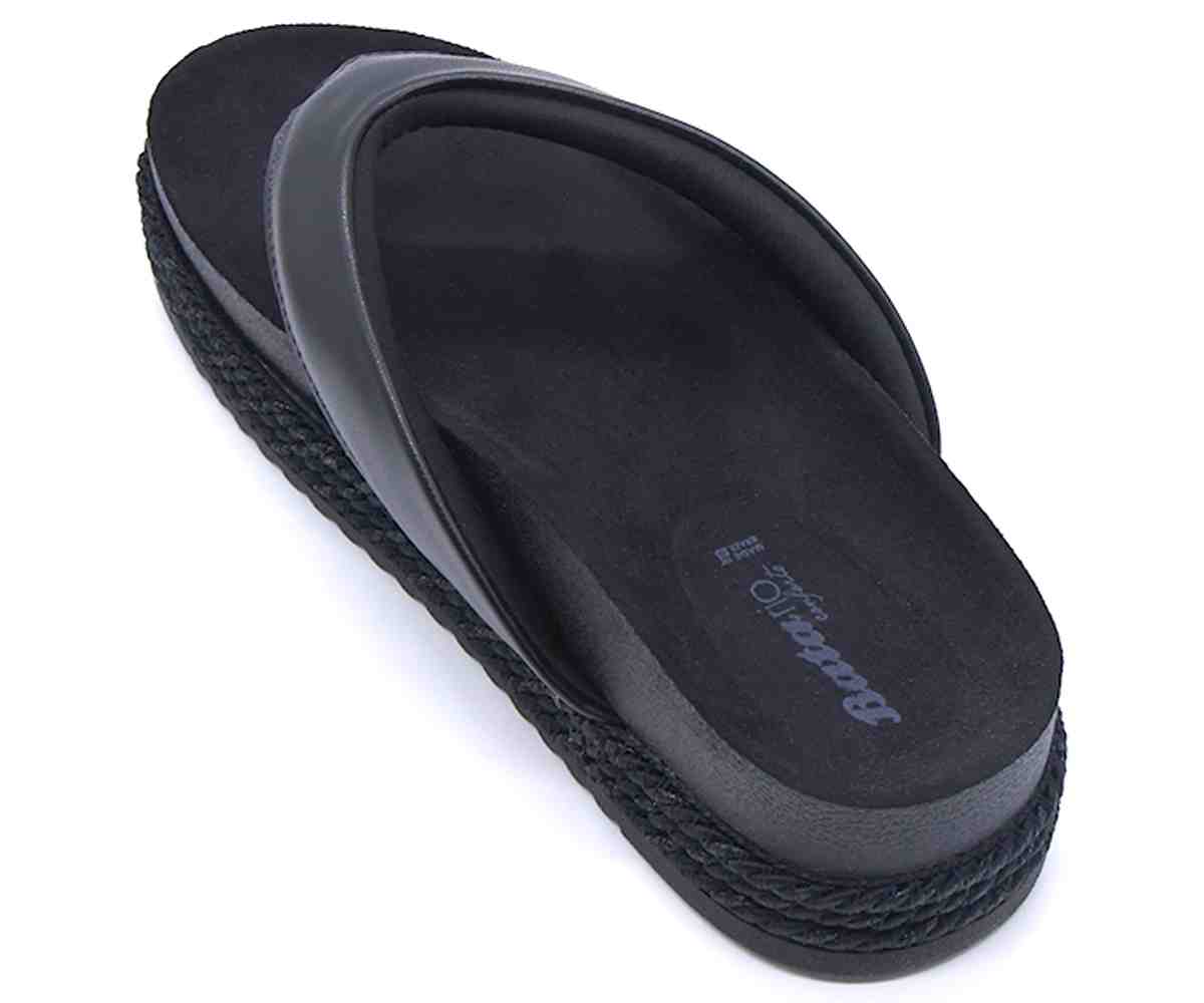 Br Chunky Cork Black Thong Slides
