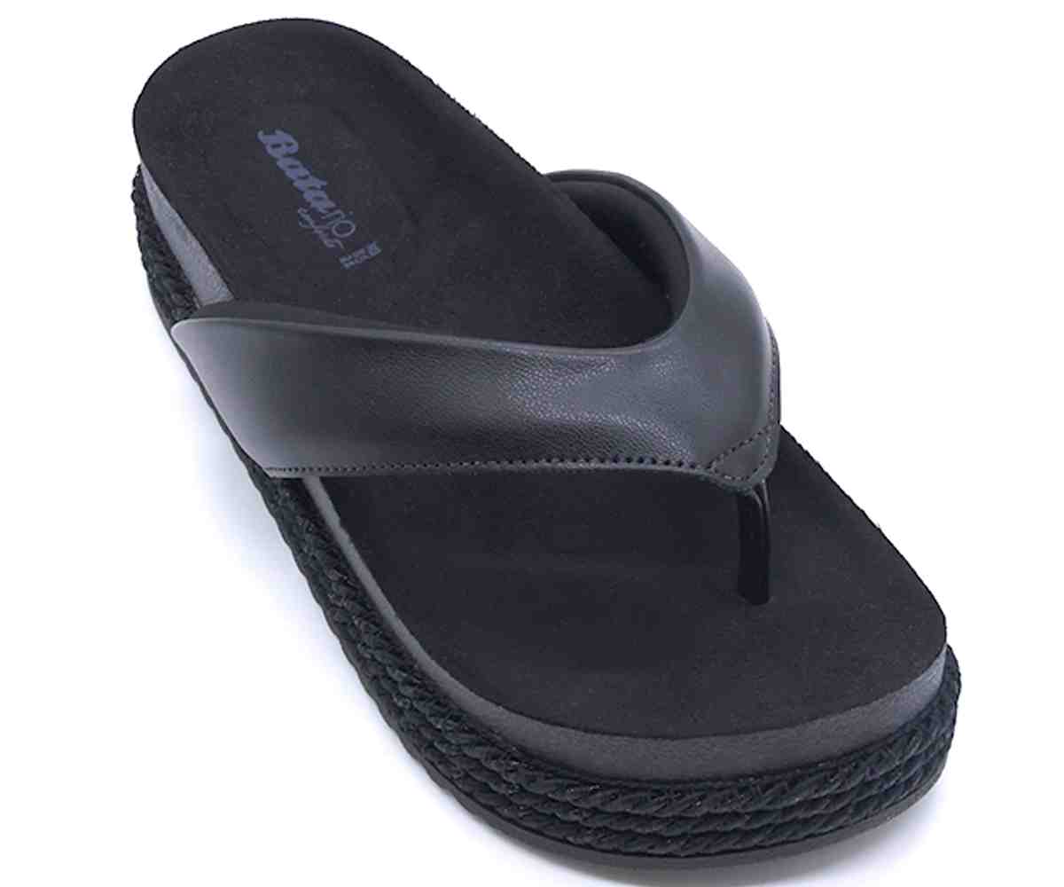 Br Chunky Cork Black Thong Slides