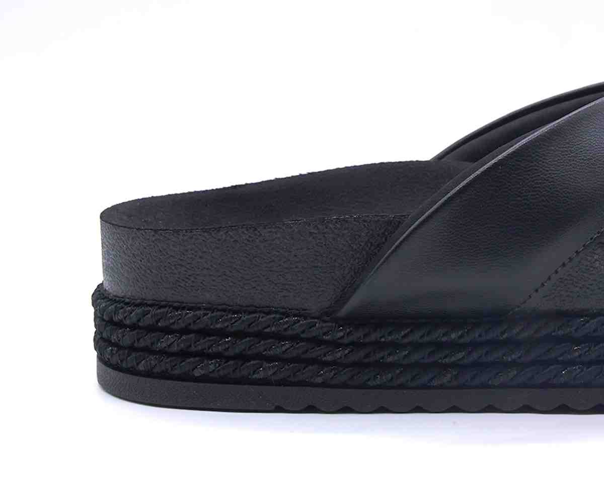 Br Chunky Cork Black Thong Slides