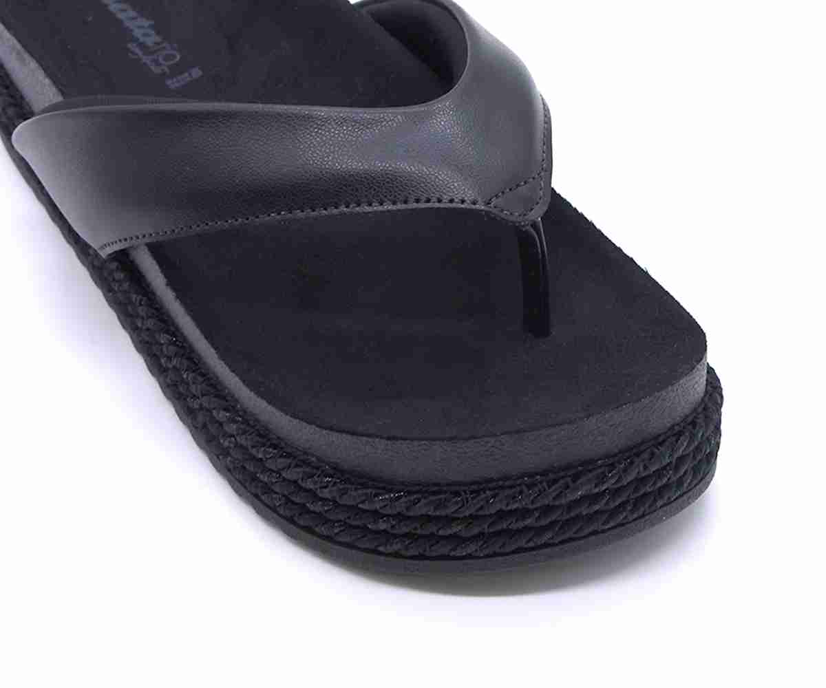 Br Chunky Cork Black Thong Slides