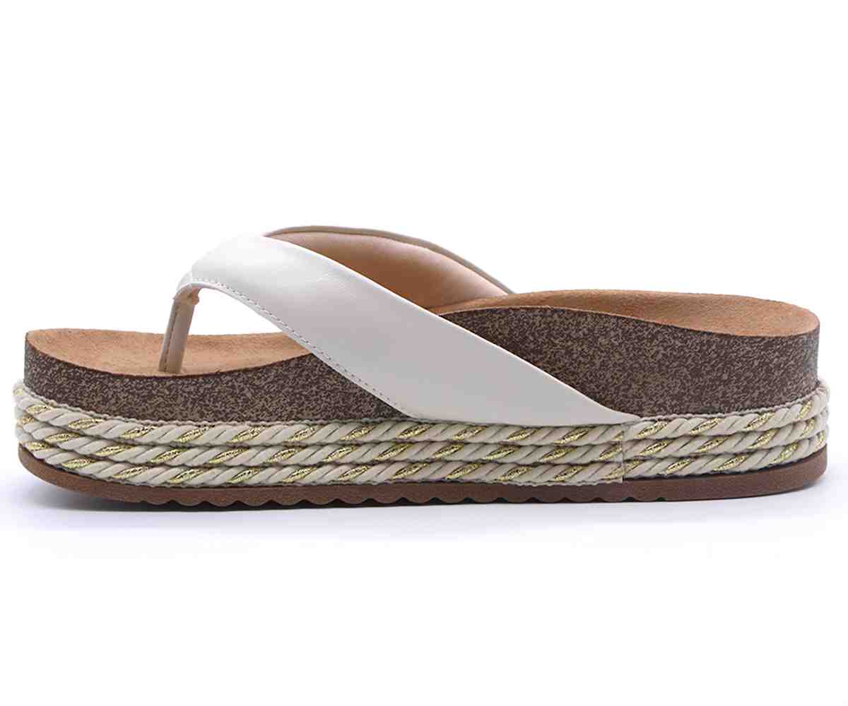 Br Chunky Cork White Thong Slides