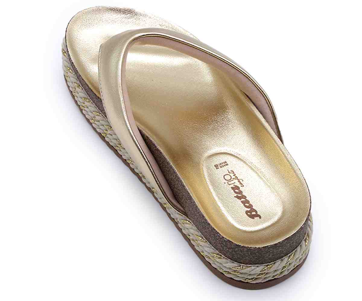 Br Chunky Cork Gold Thong Slides