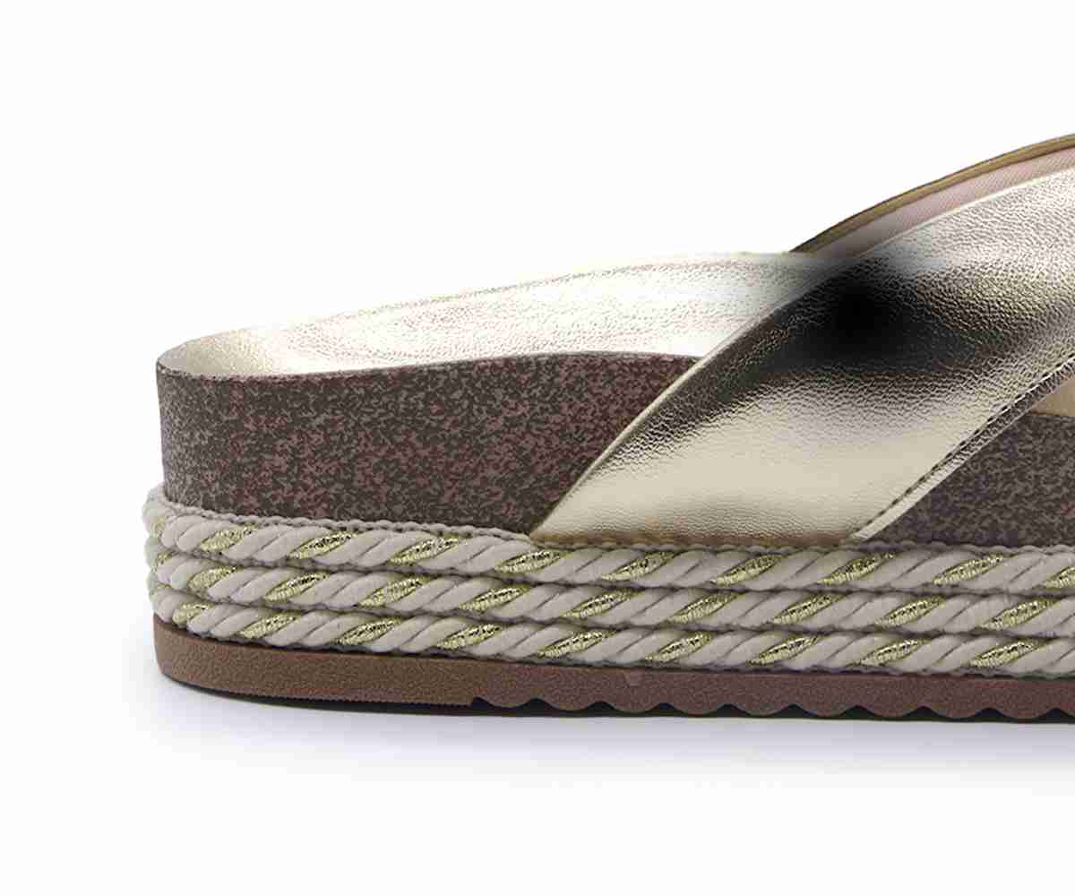 Br Chunky Cork Gold Thong Slides