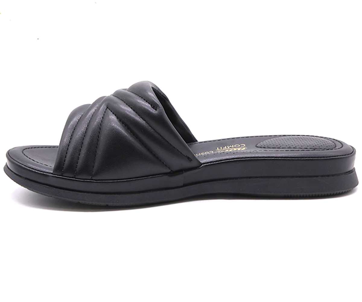 Comfit Black Quilted Slide
