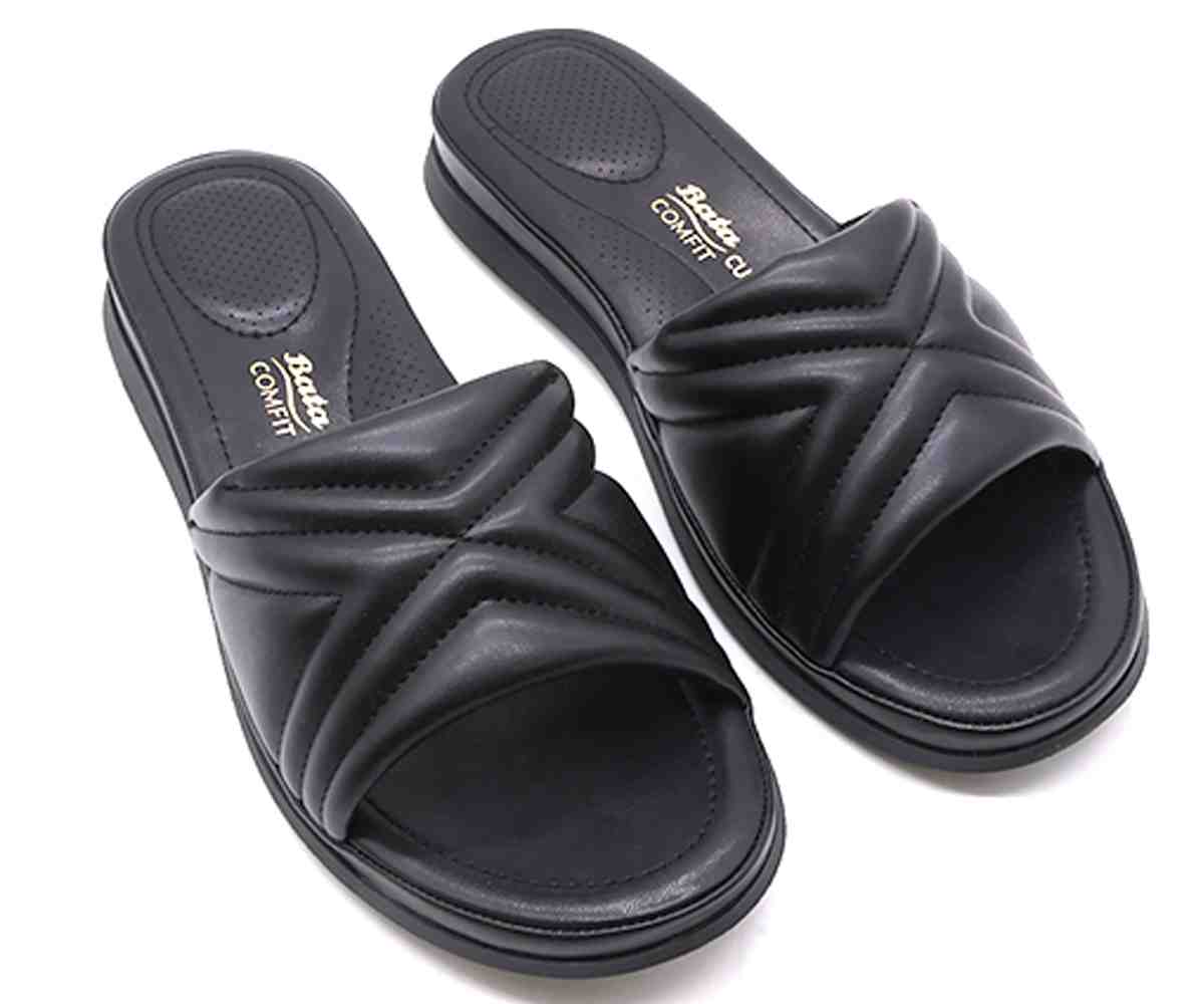 Comfit Black Quilted Slide