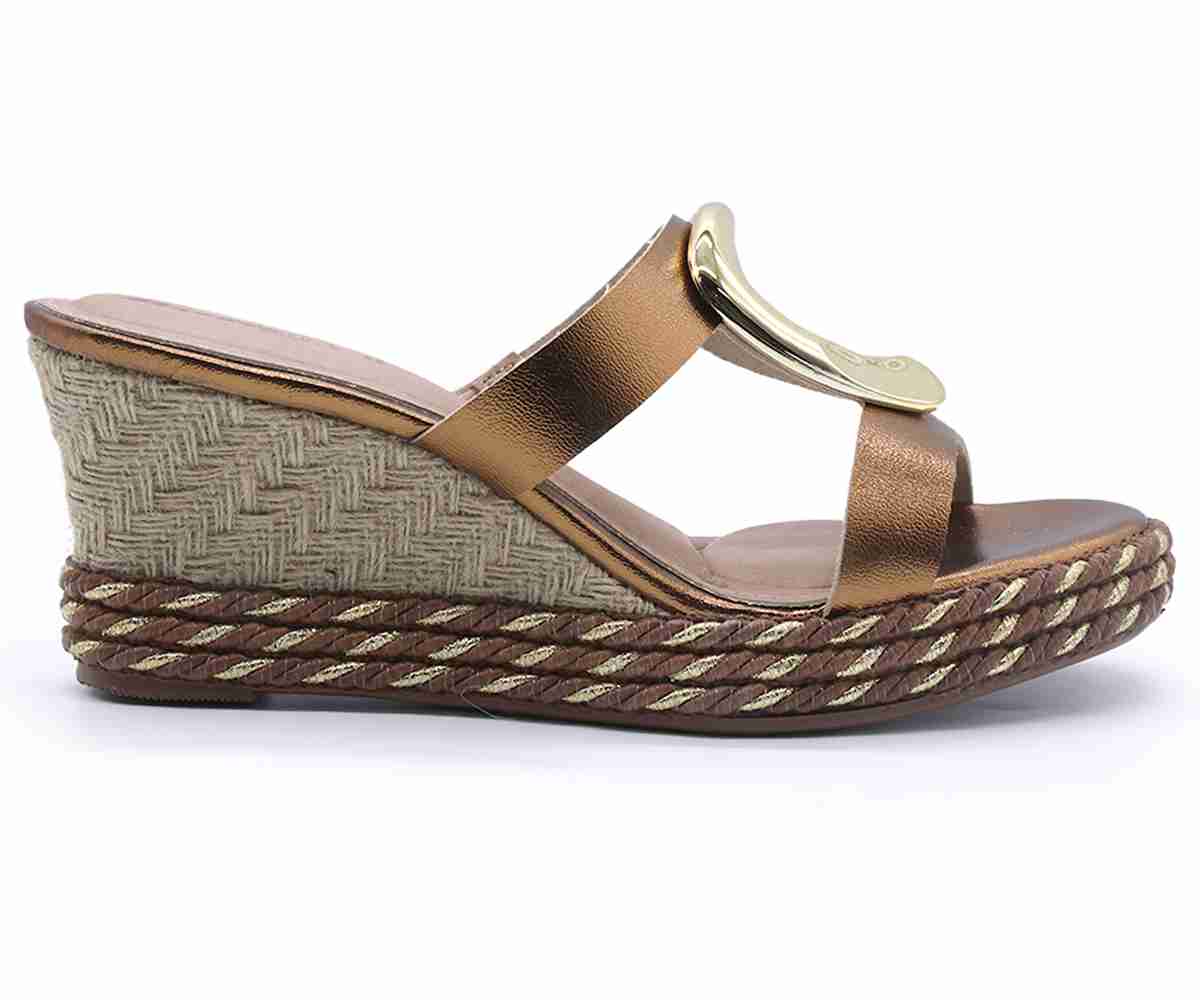 Br Bronze Espadrille Wedge Slides