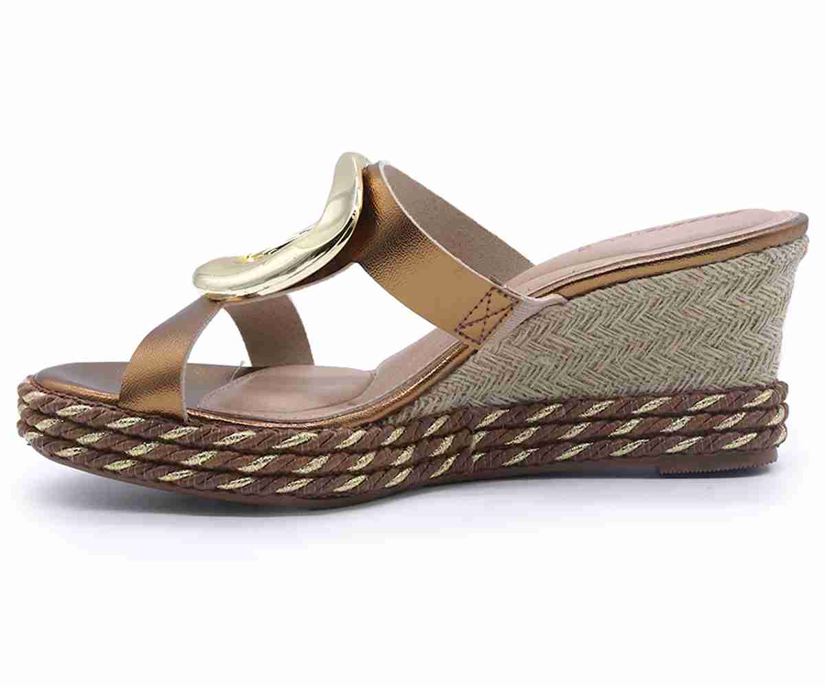 Br Bronze Espadrille Wedge Slides