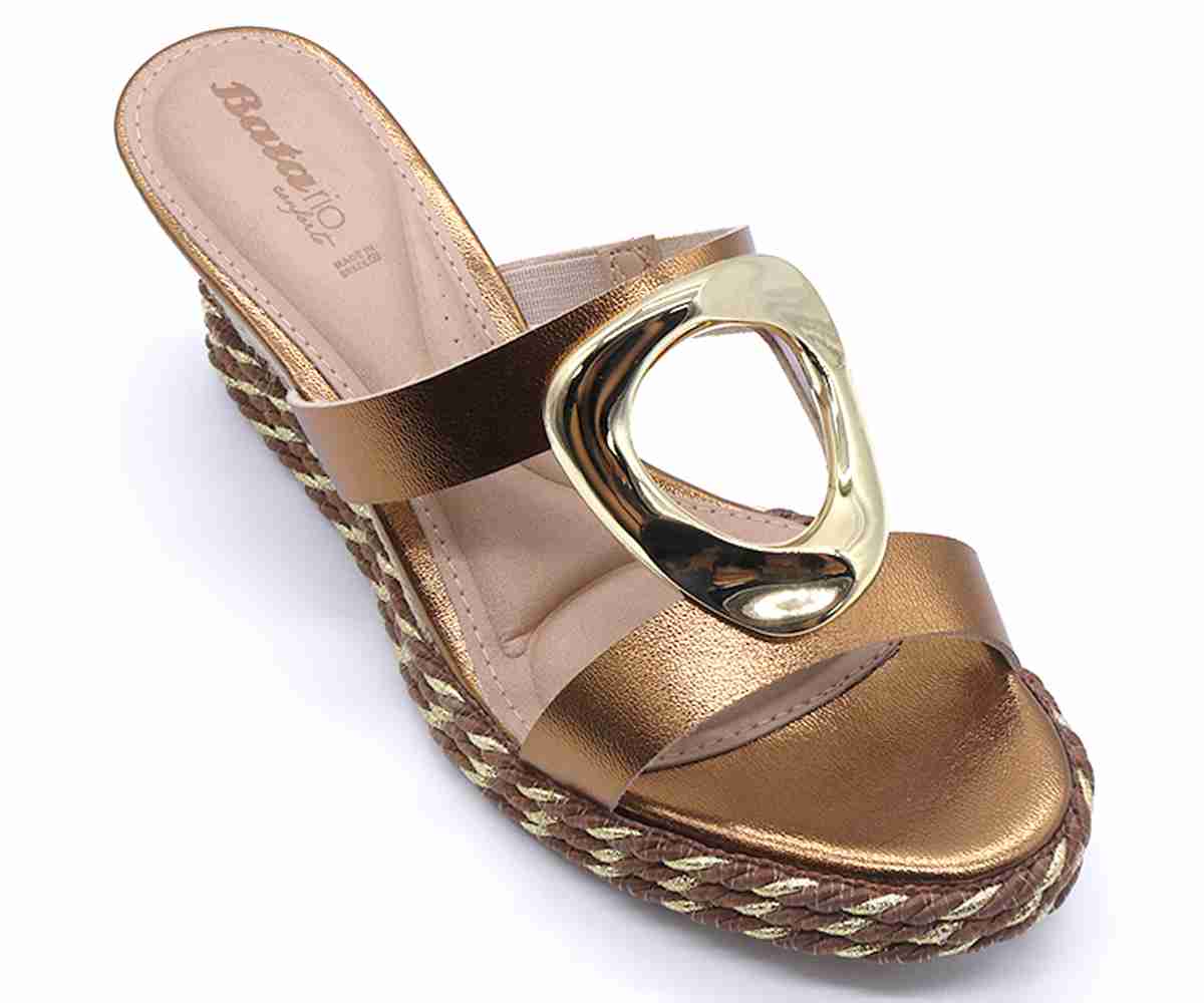 Br Bronze Espadrille Wedge Slides