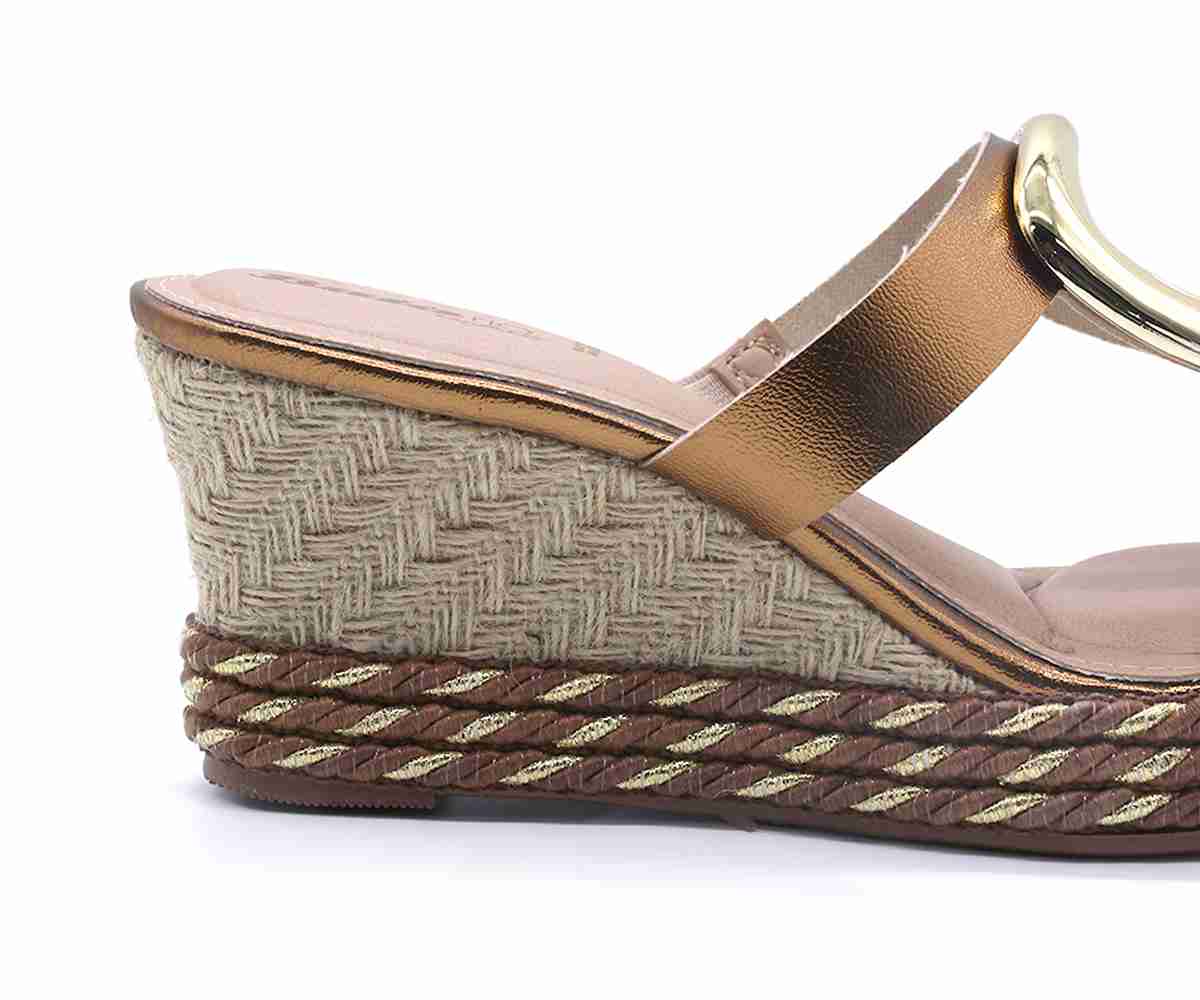 Br Bronze Espadrille Wedge Slides
