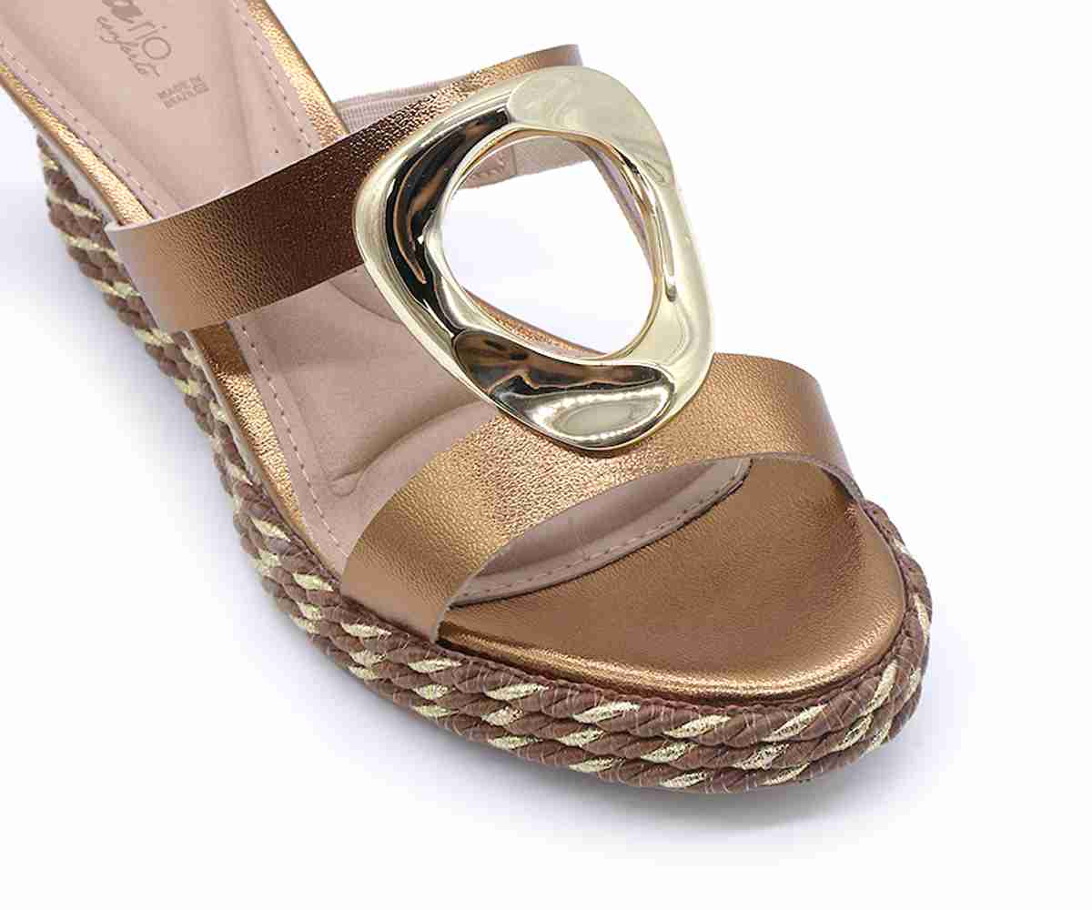 Br Bronze Espadrille Wedge Slides