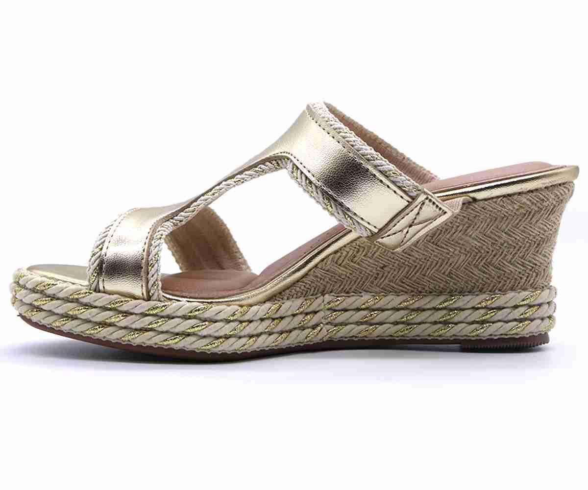 Br Gold Espadrille Wedge Slides