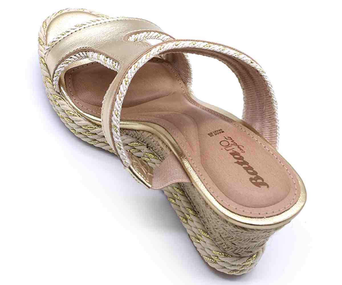 Br Gold Espadrille Wedge Slides
