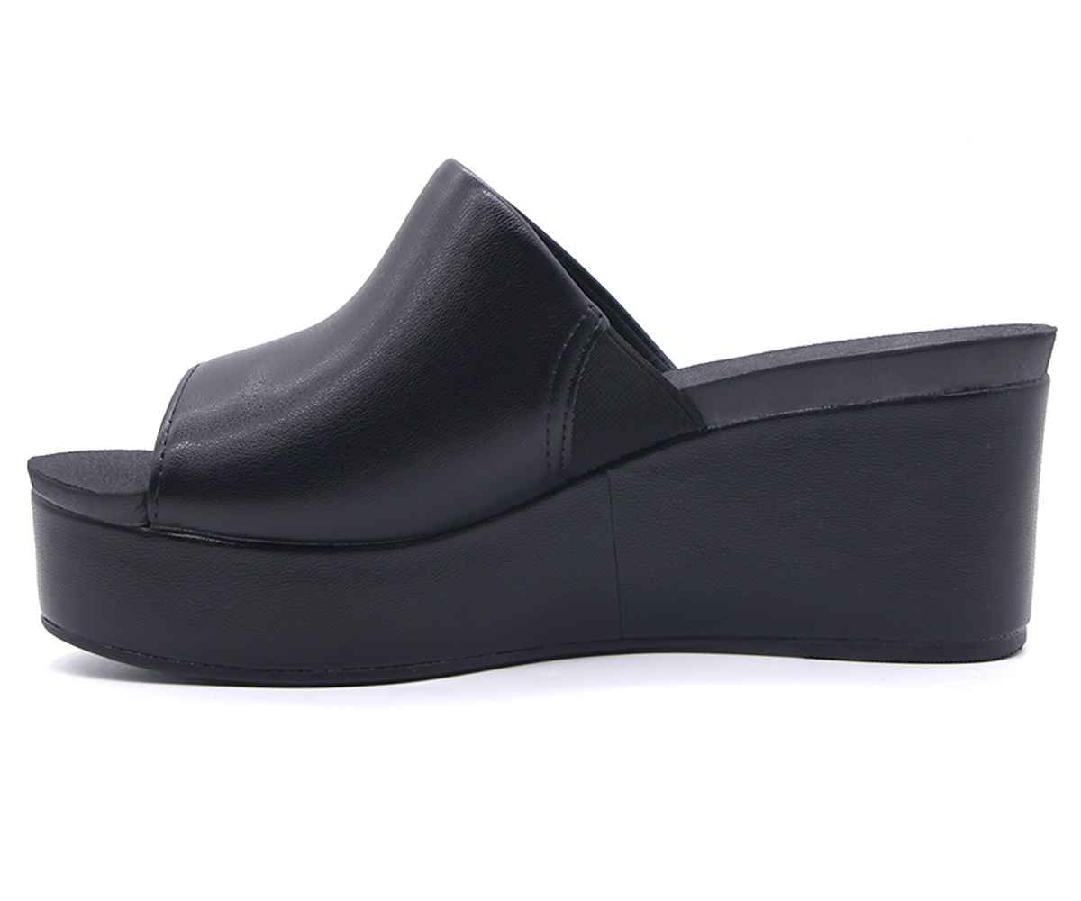 Br High  Black Wedge Slides