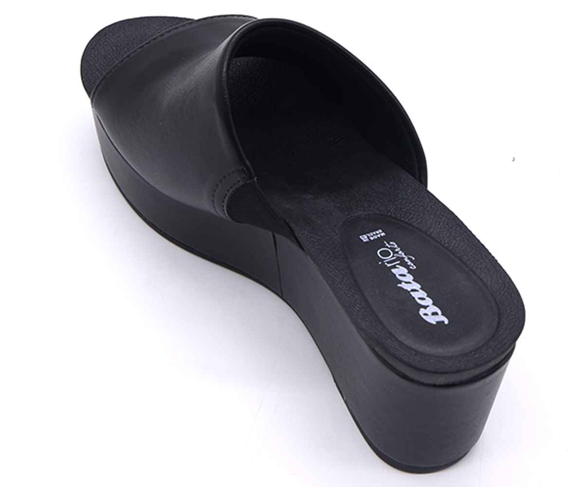 Br High  Black Wedge Slides