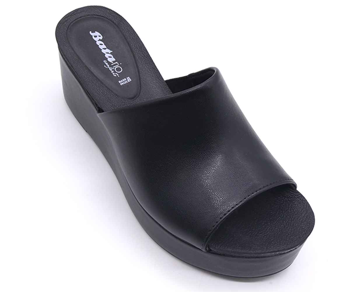 Br High  Black Wedge Slides