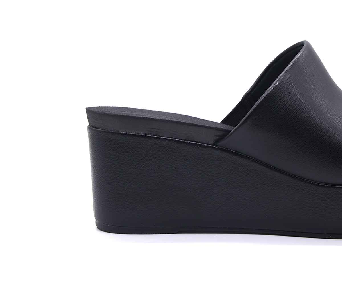 Br High  Black Wedge Slides