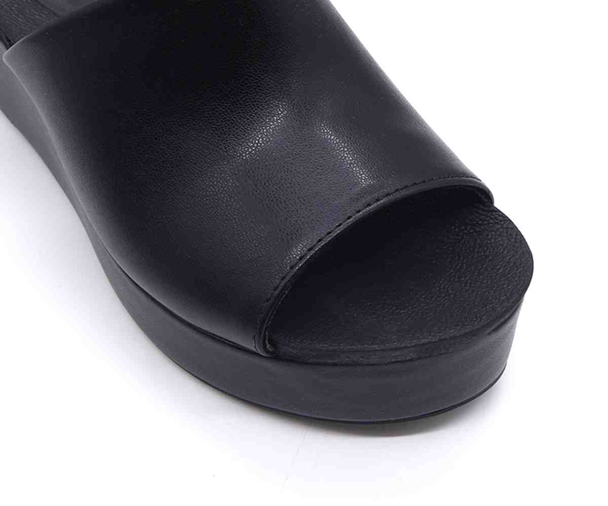 Br High  Black Wedge Slides