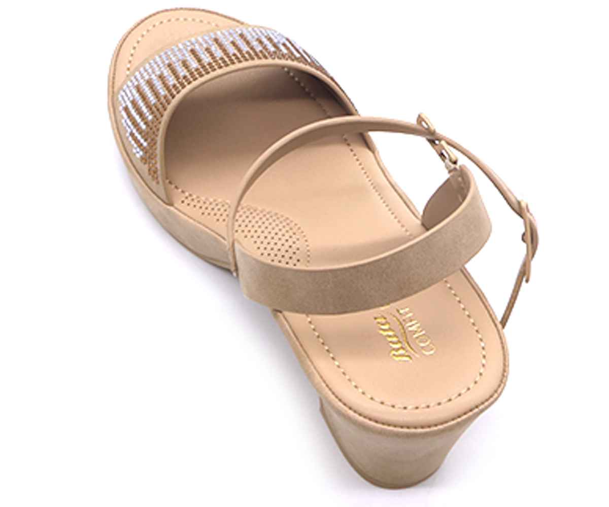 Comfit Beige Embellished Sandals