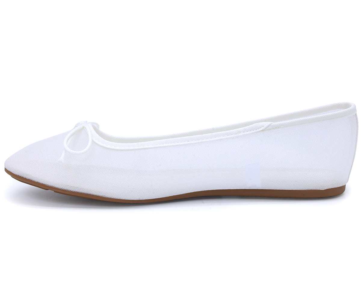 White Mesh Ballet Flats