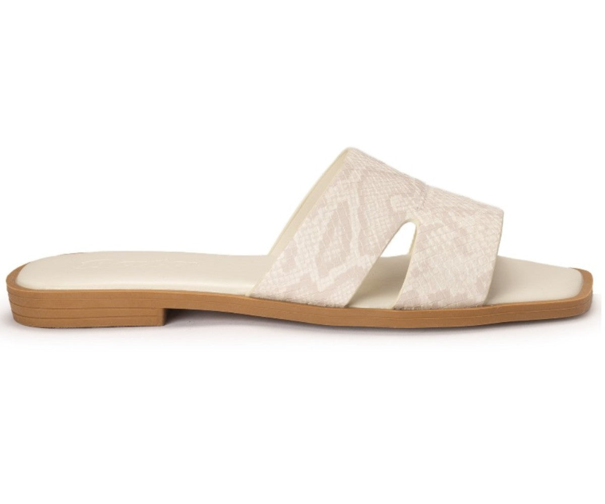 Beige Snakeskin  Cut-Out Slides