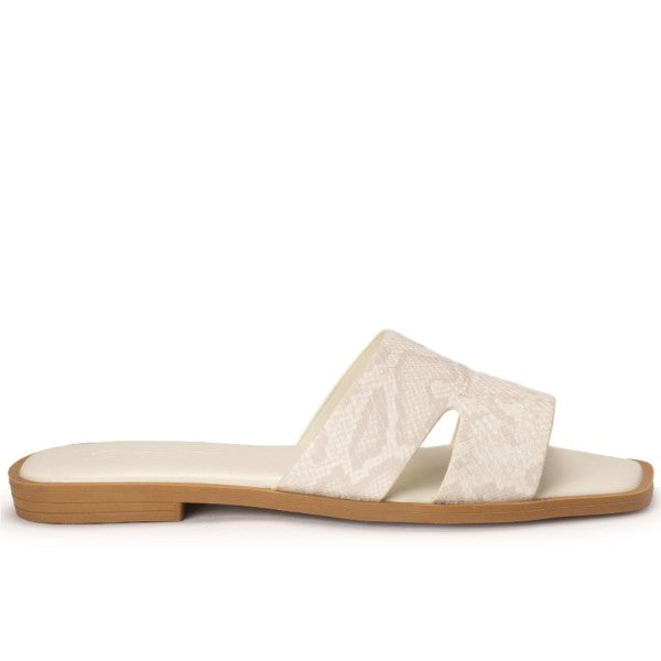 Beige Snakeskin  Cut-Out Slides