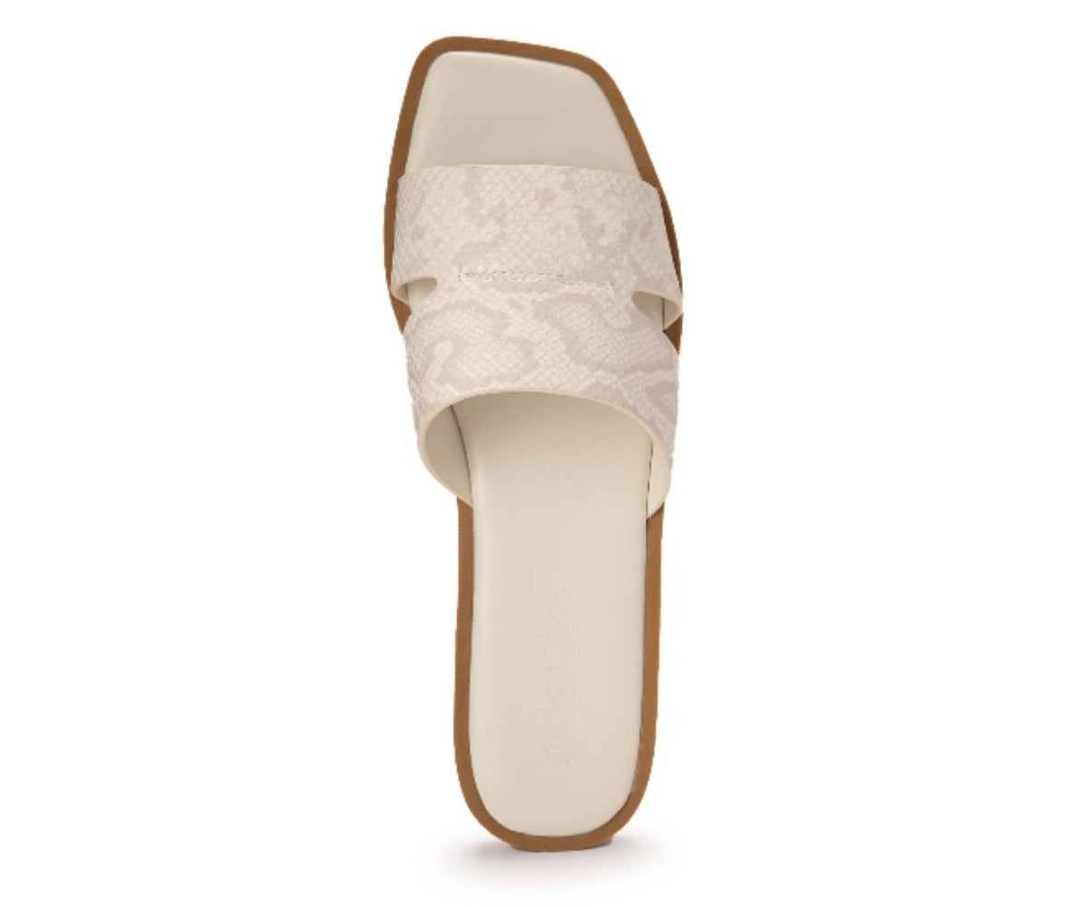 Beige Snakeskin  Cut-Out Slides