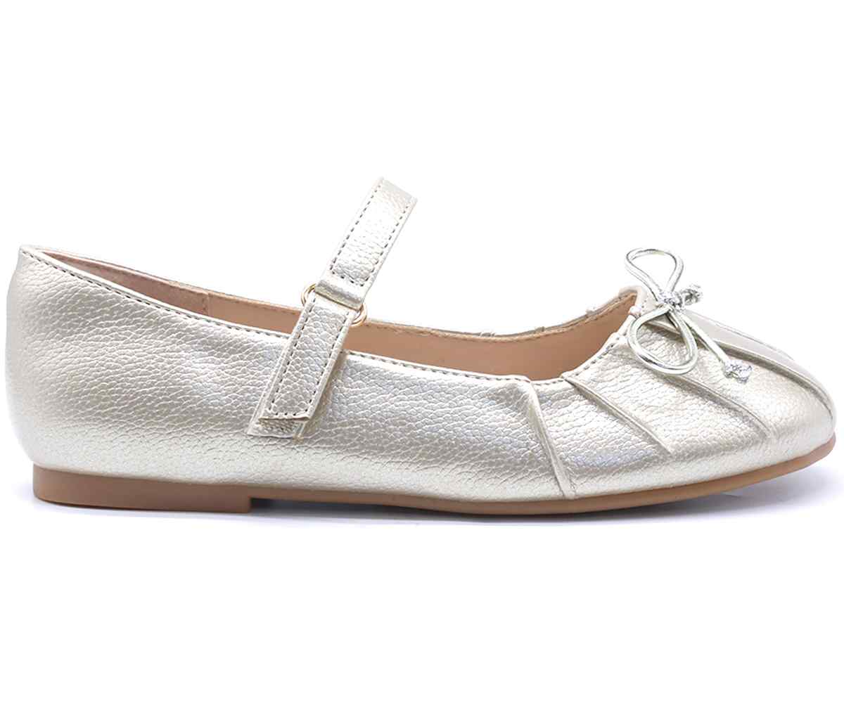 Gold Bow Mary Jane Ballet Flats