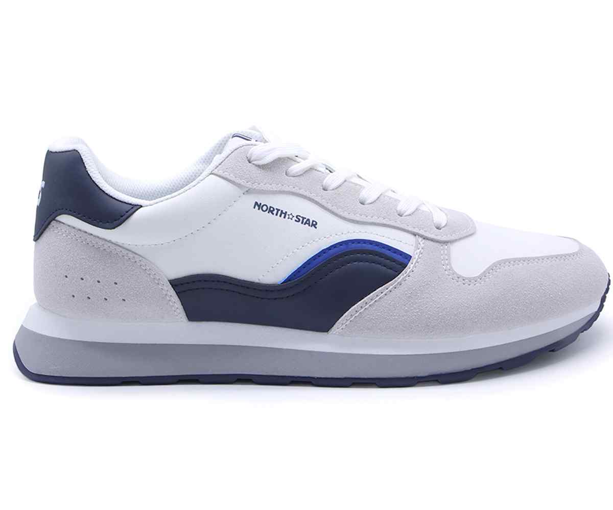 White & Navy Retro Sneakers