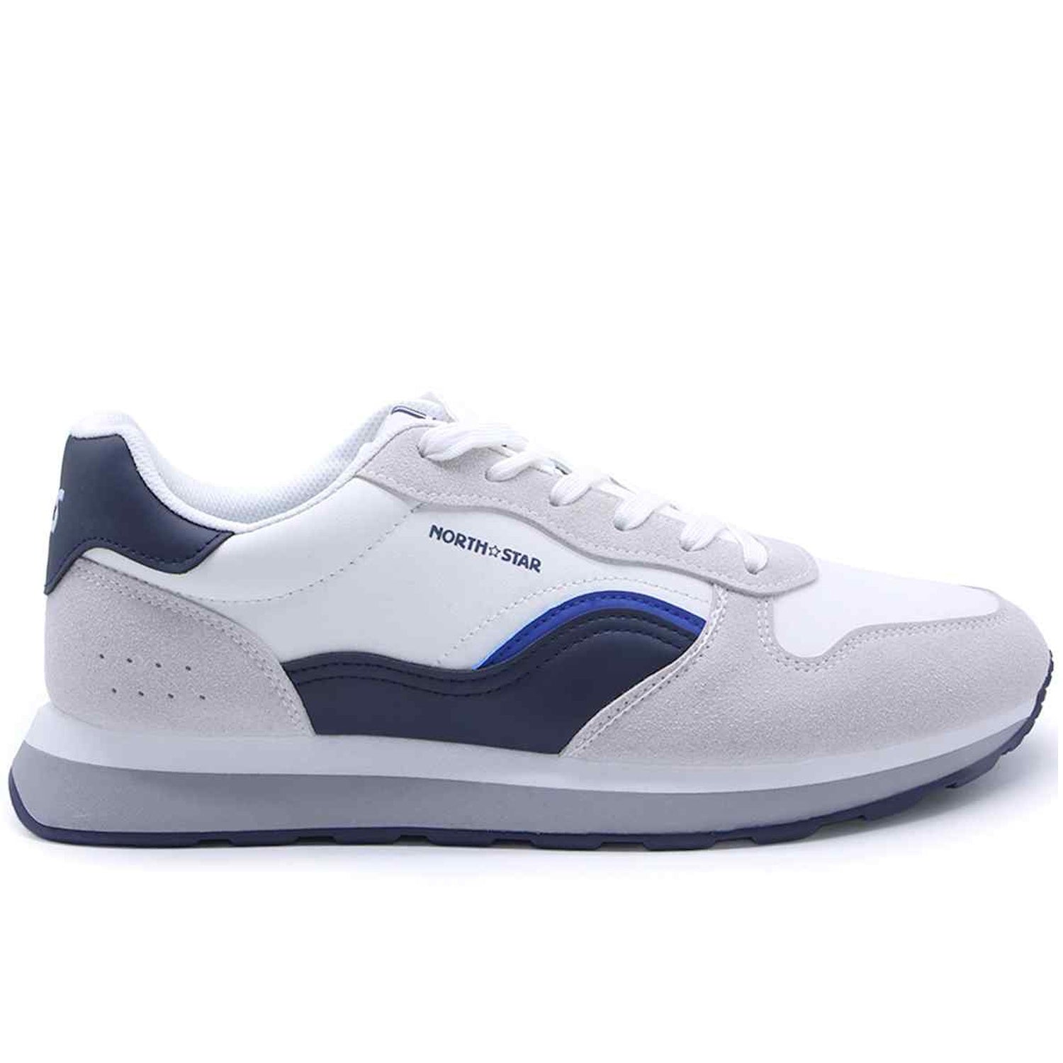 White & Navy Retro Sneakers