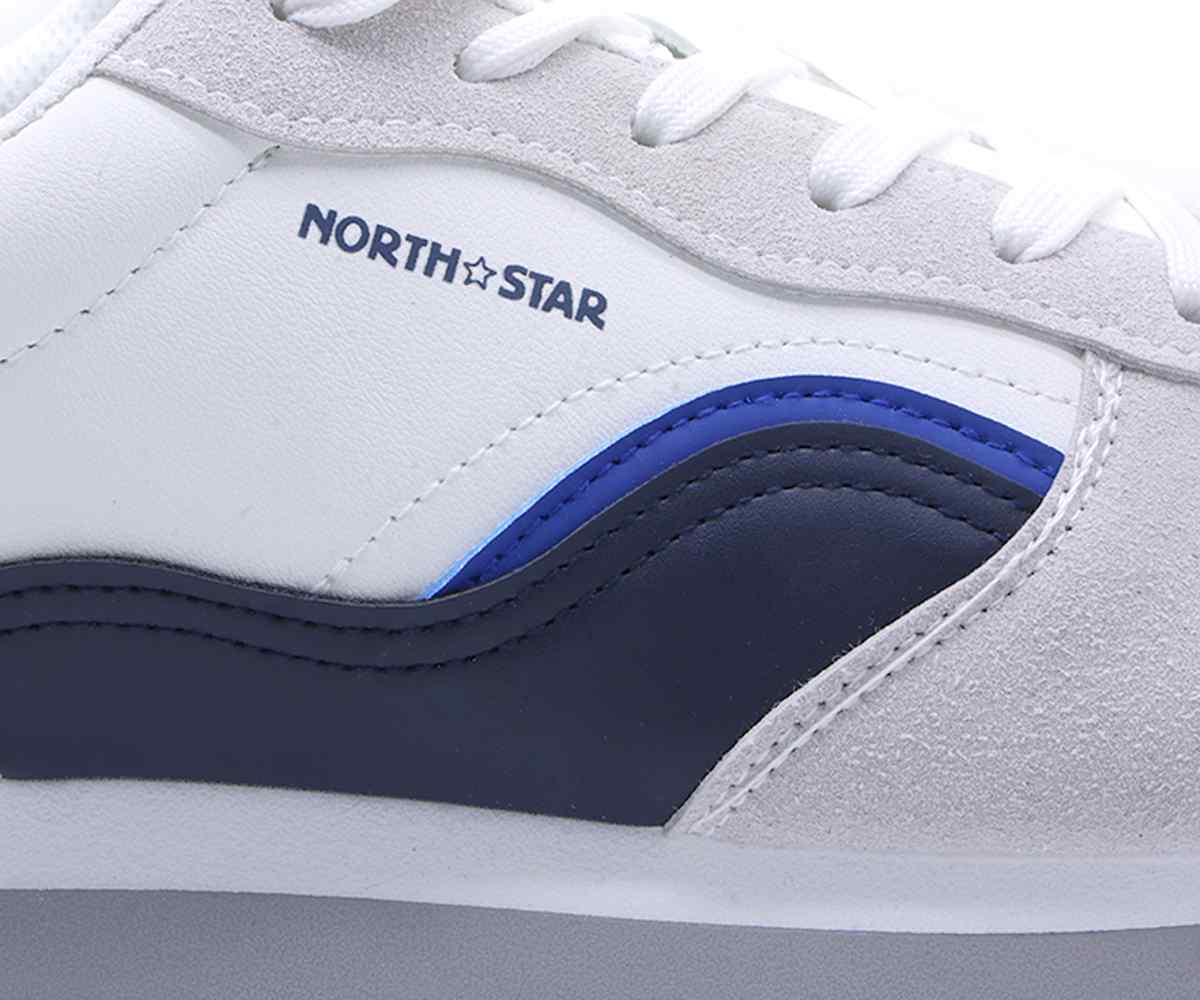 White & Navy Retro Sneakers