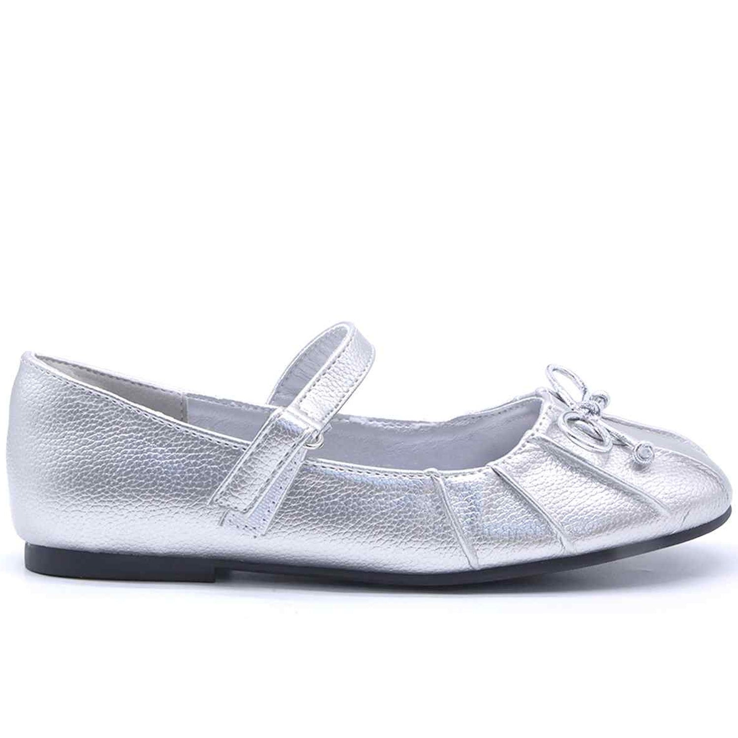 Silver Bow Mary Jane Ballet Flats