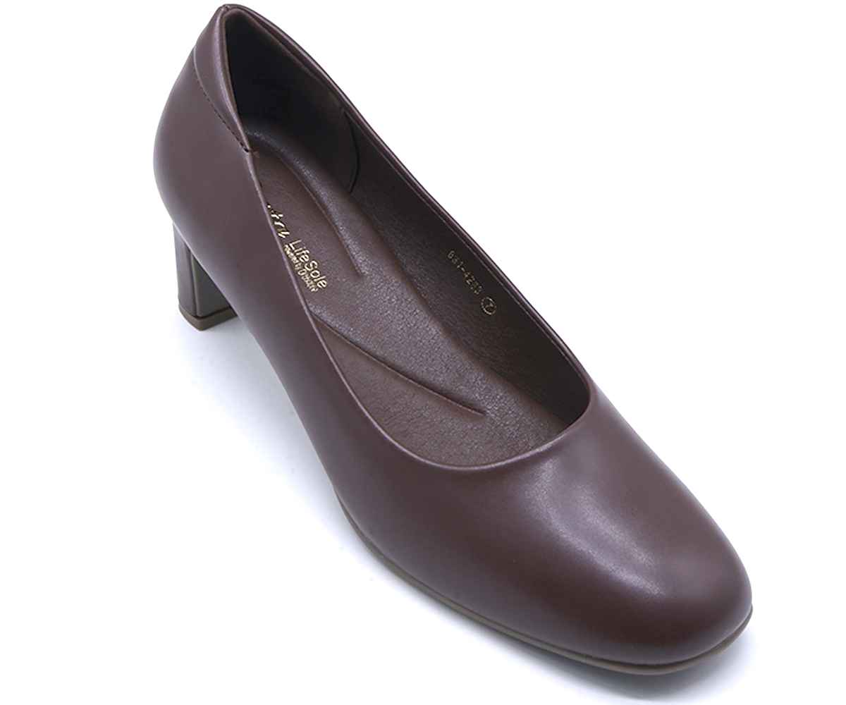 Comfit Classic Brown Block Heel Pumps