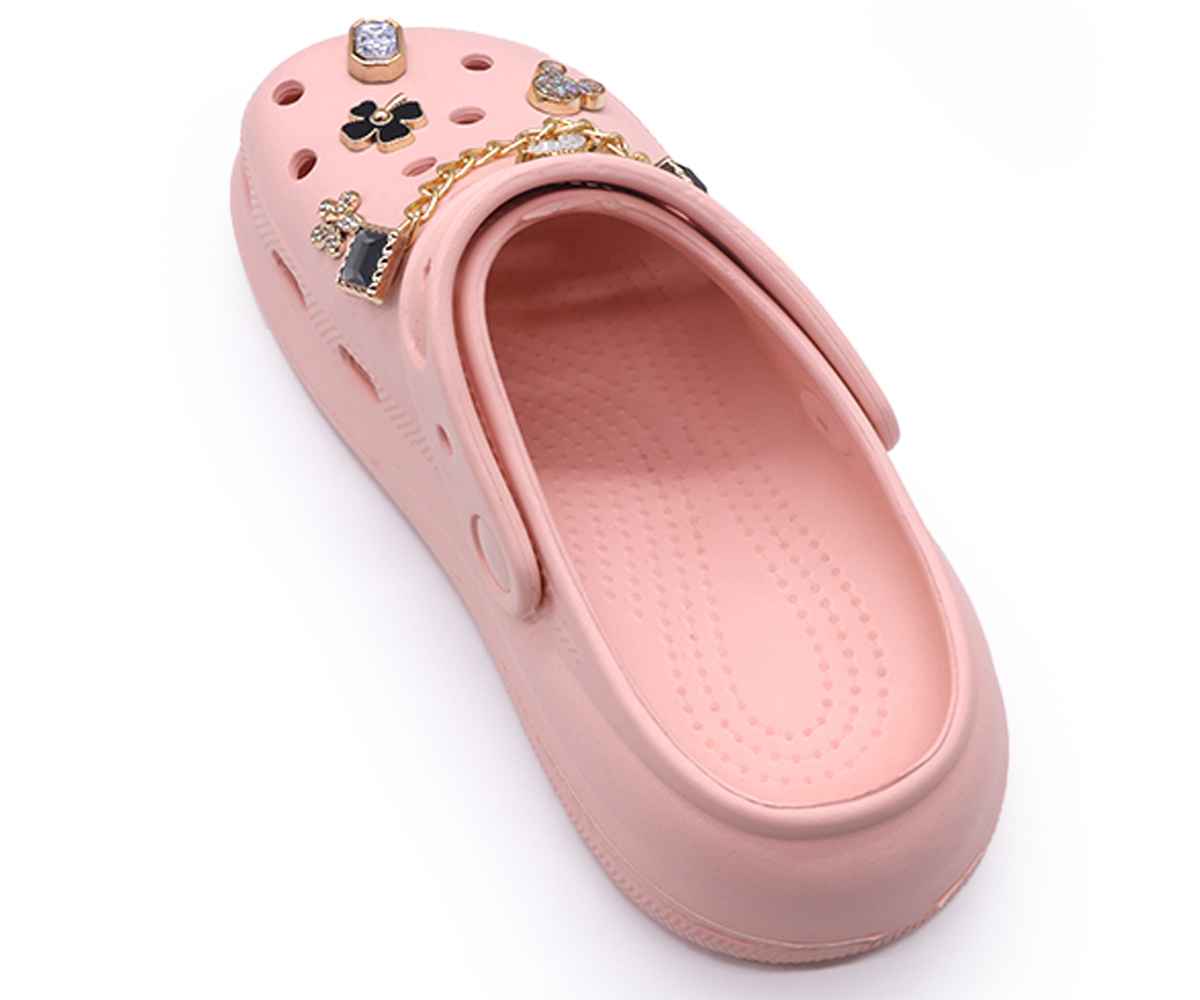Pink Embellished Foam Clogs