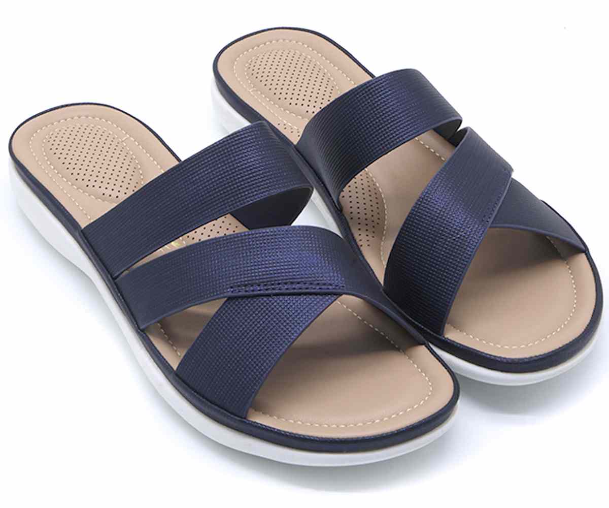 Comfit Strappy Navy Slide