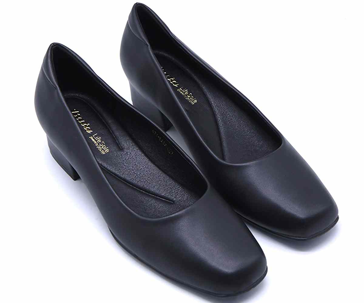 Comfit Classic Low Black Block Heel Pumps