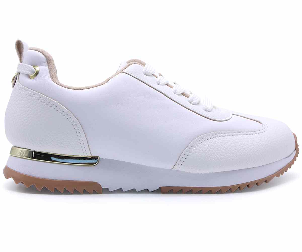Br White & Gold Retro Trainers