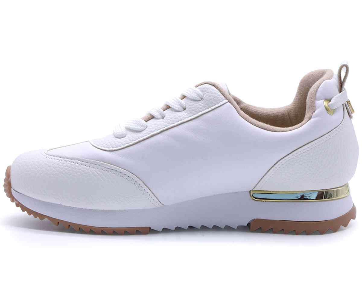 Br White & Gold Retro Trainers