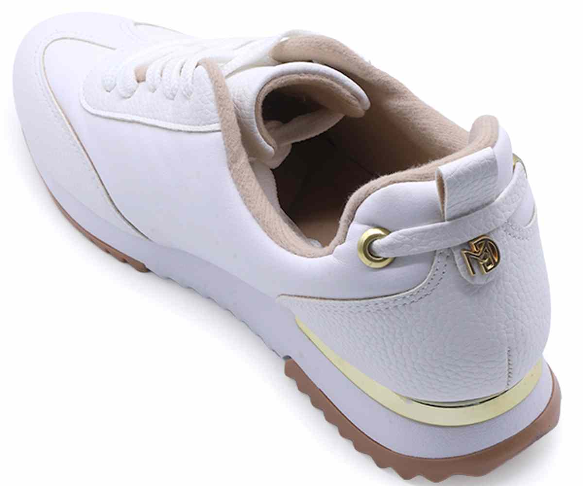 Br White & Gold Retro Trainers