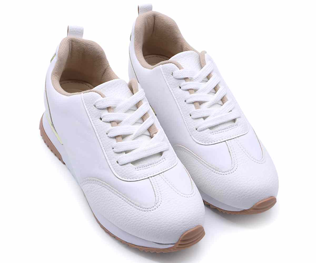 Br White & Gold Retro Trainers