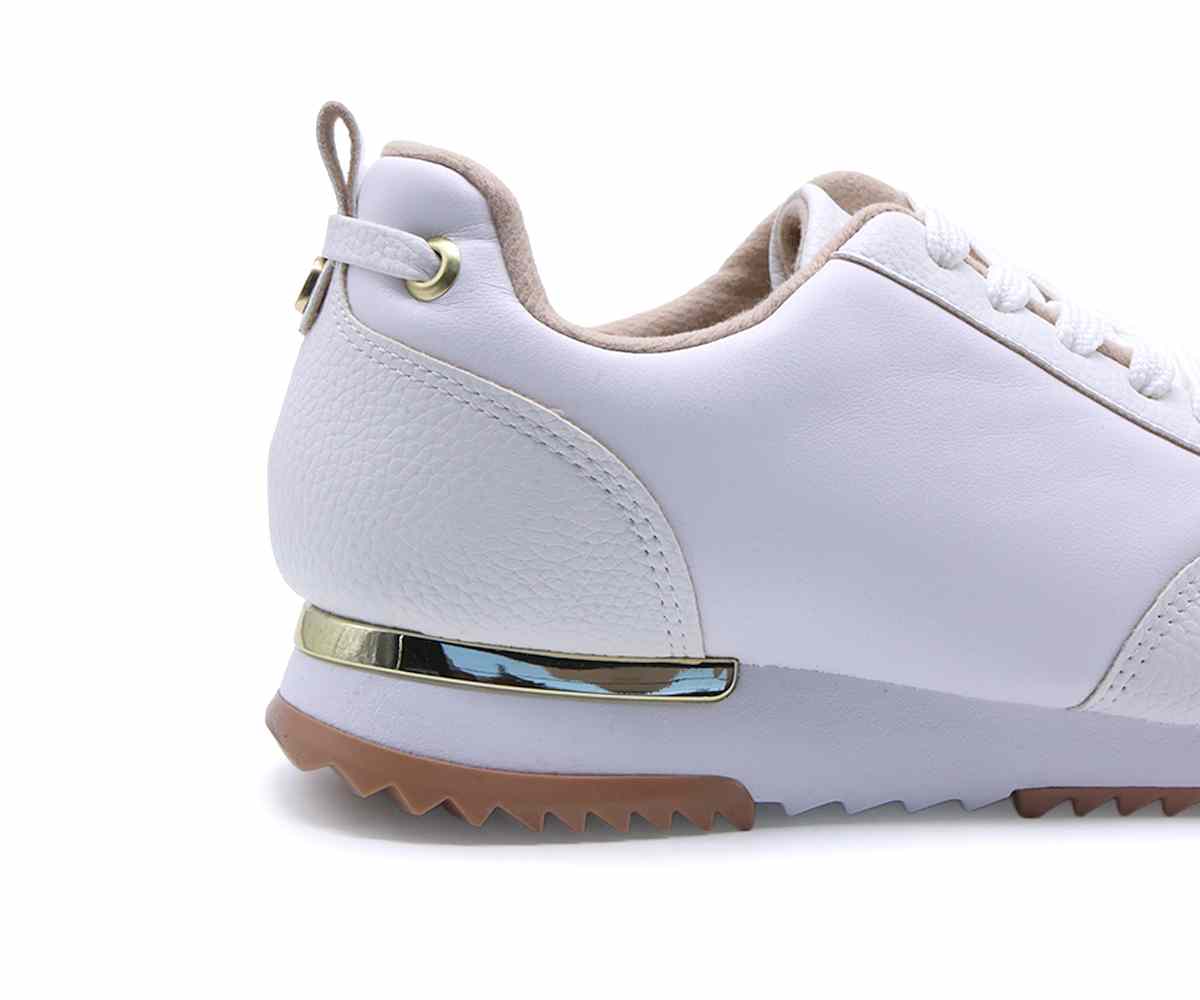 Br White & Gold Retro Trainers