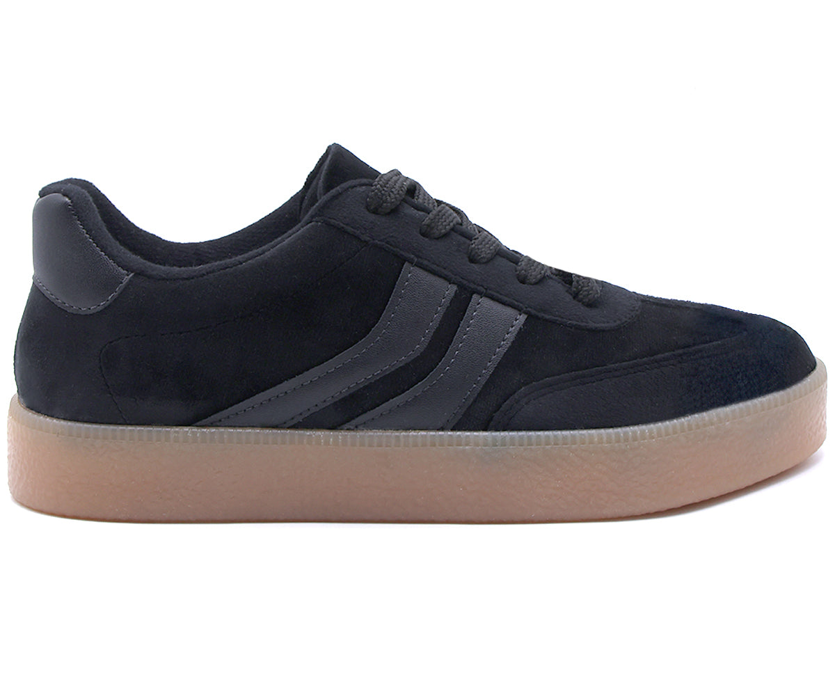 Br Black Suede Striped Gum Trainers